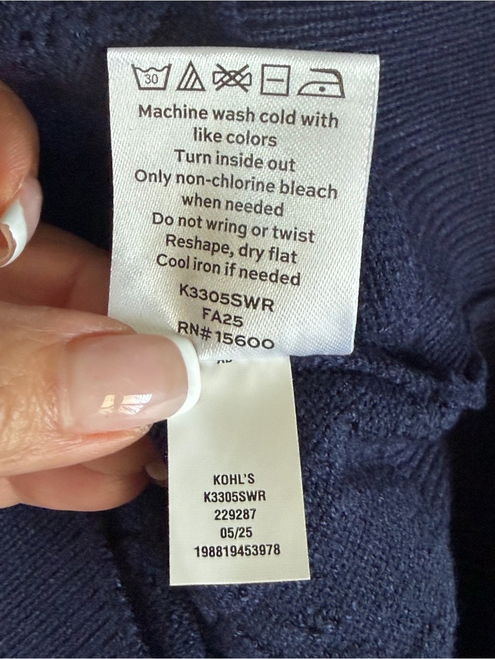 Draper James NWT Mixed Pointelle Puff Sleeve Sweater Navy Size Small - Picture 7 of 7